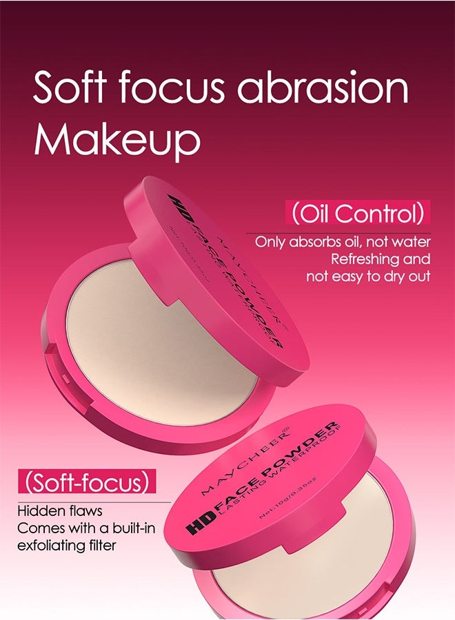 MAYCHEER HD Face Powder - Lasting Waterproof Face Powder - Matte concealer Setting Powder Oil Absorbing Compact for Face, Lasting Waterproof Pressed Powder Compact (01# Soft skin tone) - Image 4